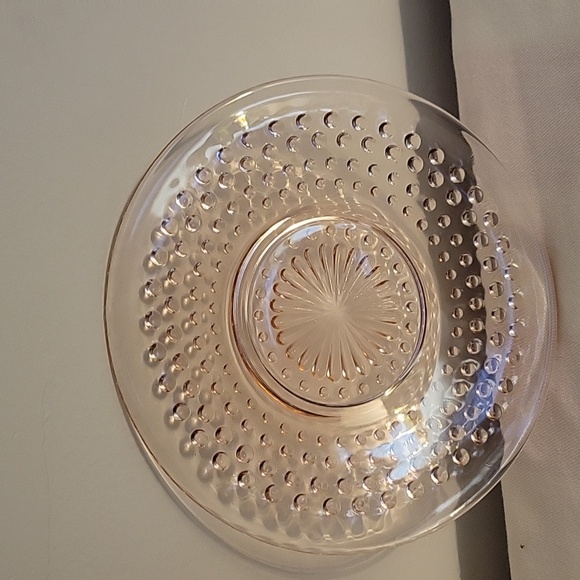 Degenhart Pale Pink Hobnail Glass Small Salad/Side Plates & Toothpick Holder - Picture 2 of 8